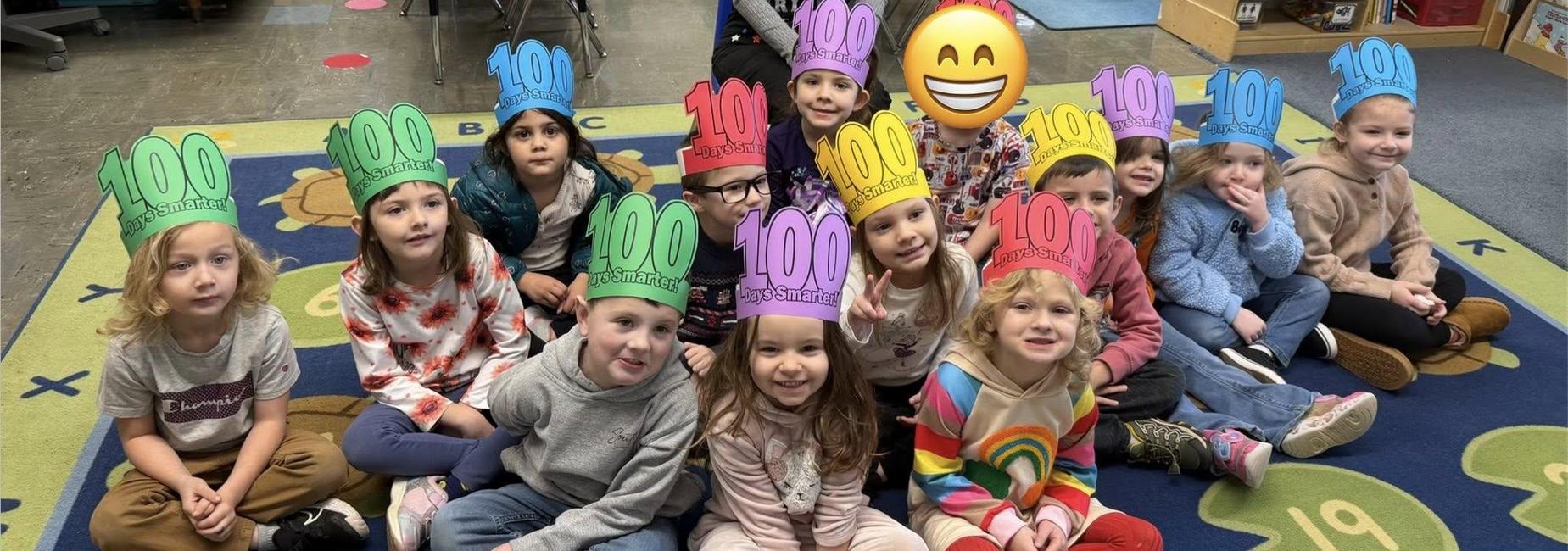 PreK celebrating the 100th day of school