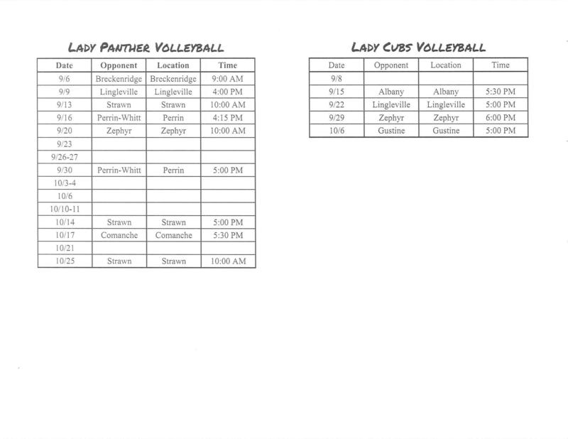 VOLLEYBALL SCHEDULE