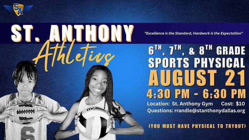 St. Anthony School 6th, 7th, & 8th Grade Sports Physical Featured Photo