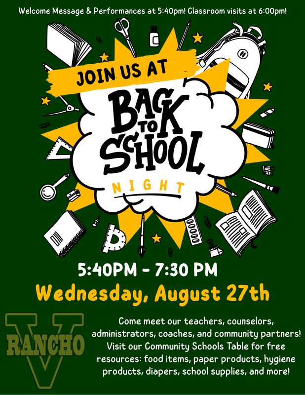 Join us for Rancho's Back to School Night on Wed, 8/27! Featured Photo