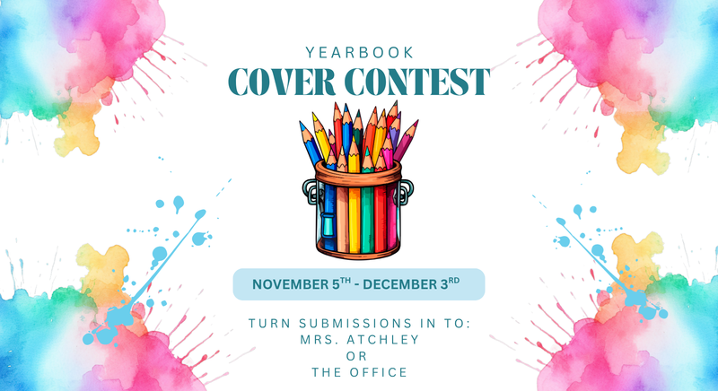 Jar of markers and paint splatter. Information about Cover contest