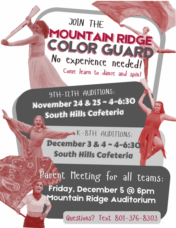 Mountain Ridge Color Guard Auditions Today!!