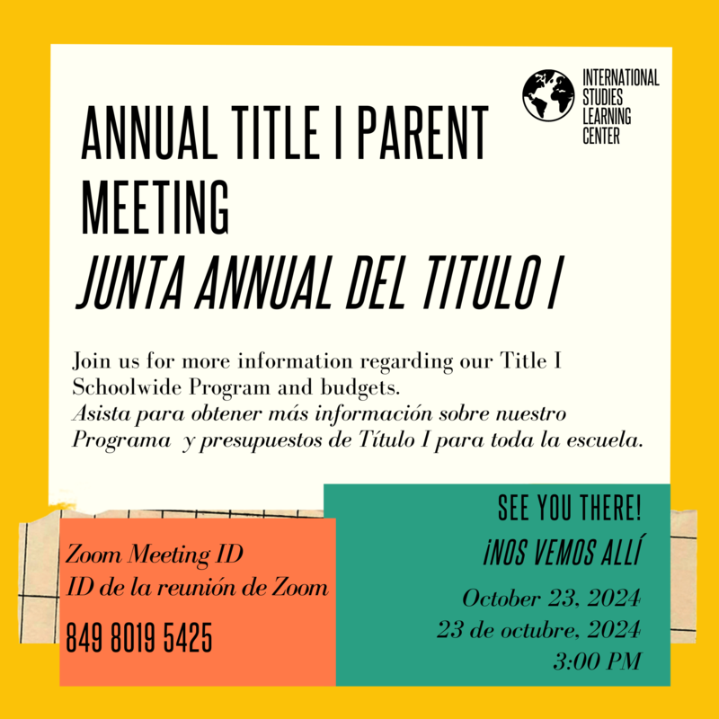 Annual Title I Parent Meeting Flyer