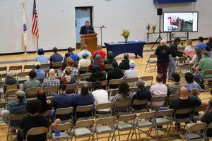 Overhead shot of the graduation ceremony crowd