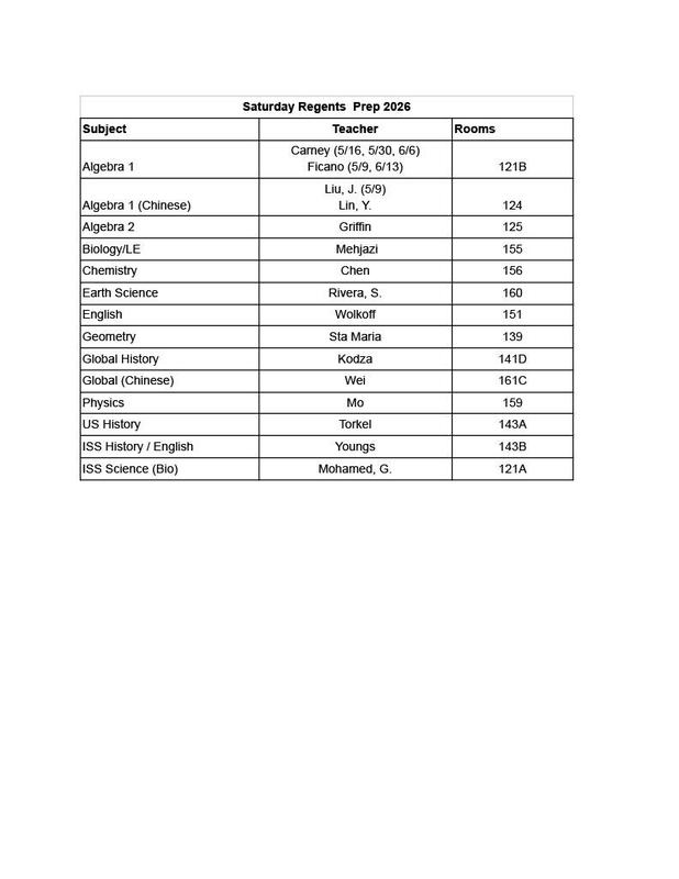 Saturday Regents Tutoring