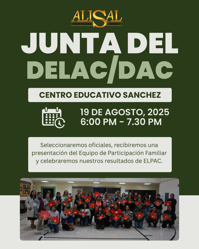 DELAC meeting flier in Spanish