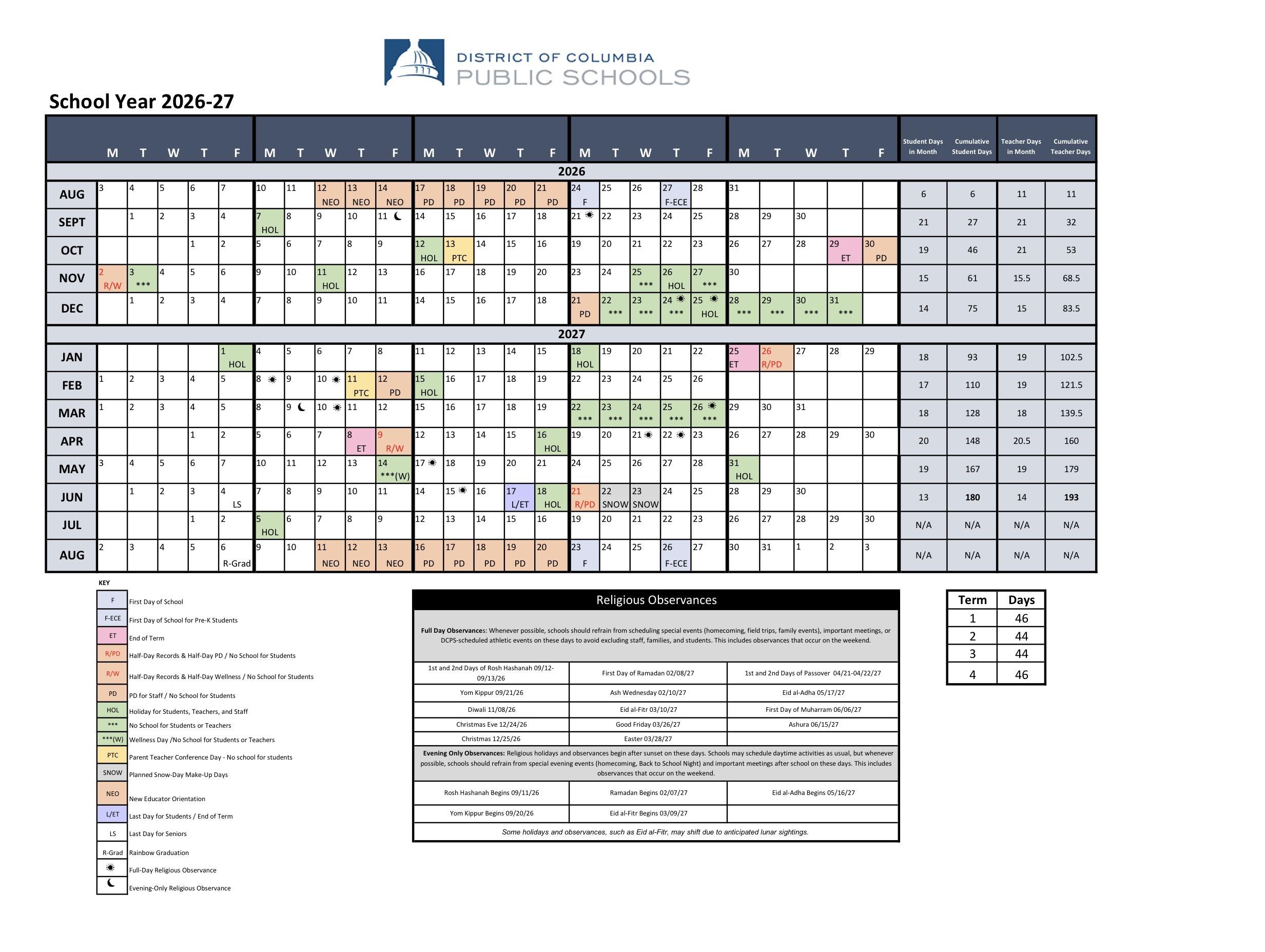 SY 26-27 DCPS Calendar