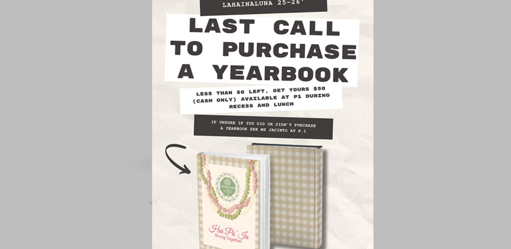 Last Call To Purchase A Yearbook Information