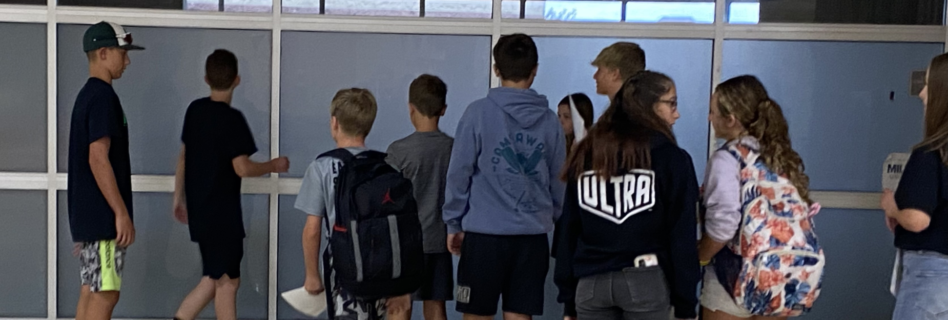 New students in orientation at the middle school