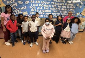 Third grade wearing pink