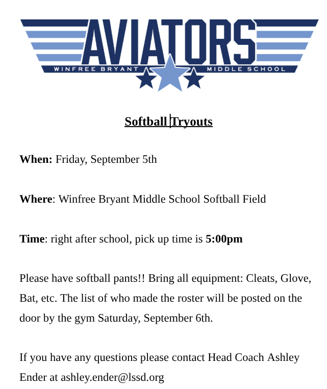 Softball Tryouts