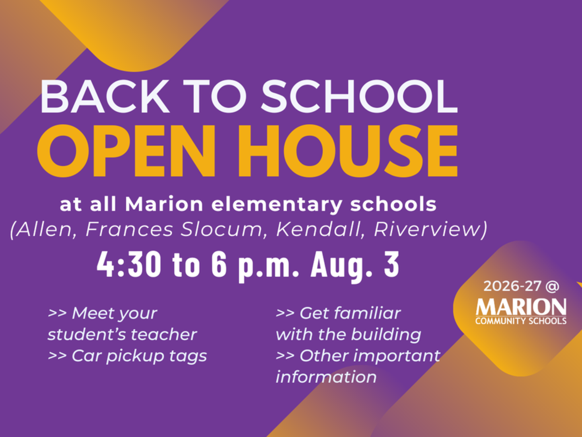 promo graphic - 2026-27 back to school open house - Marion elementary schools
