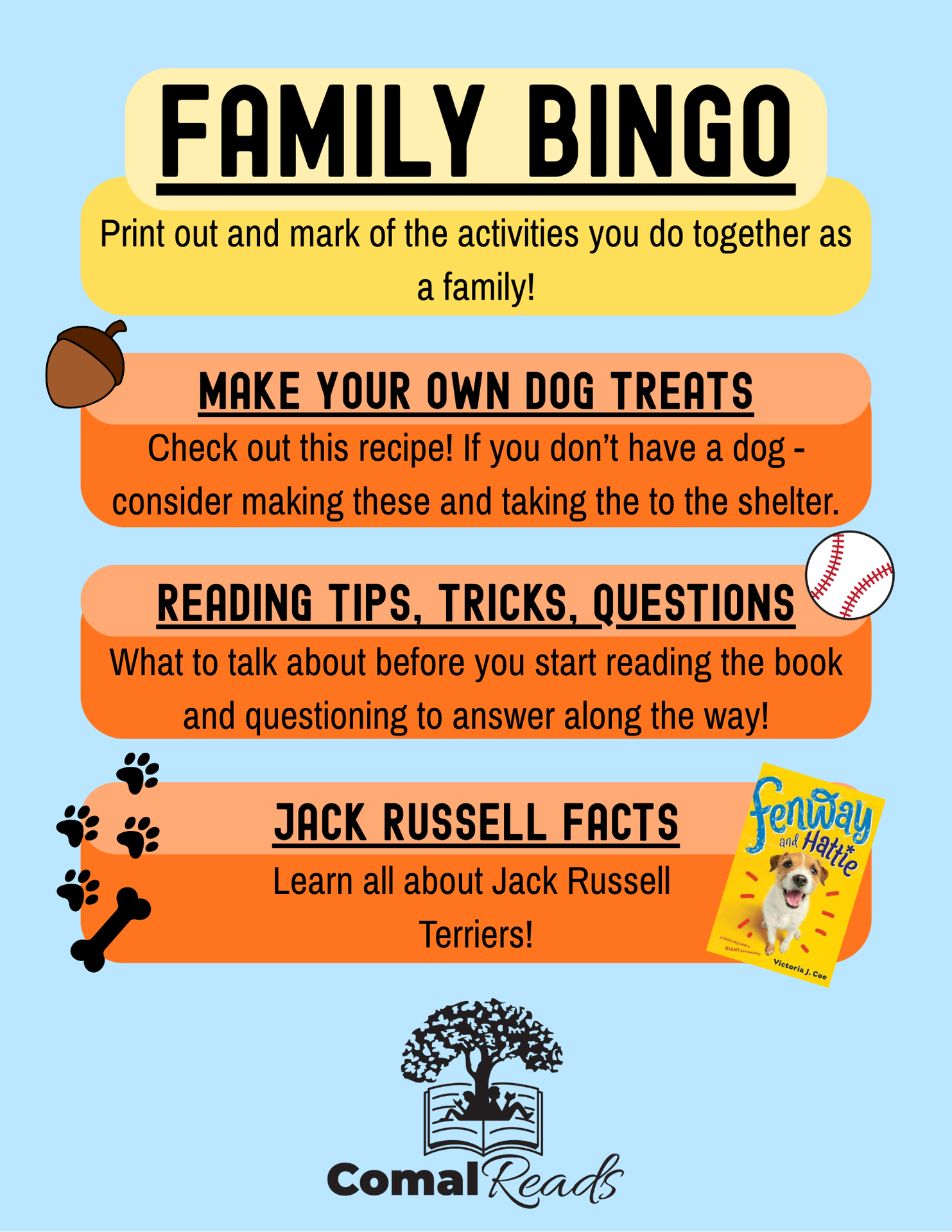 Fenway and Hattie Comal Reads Activities