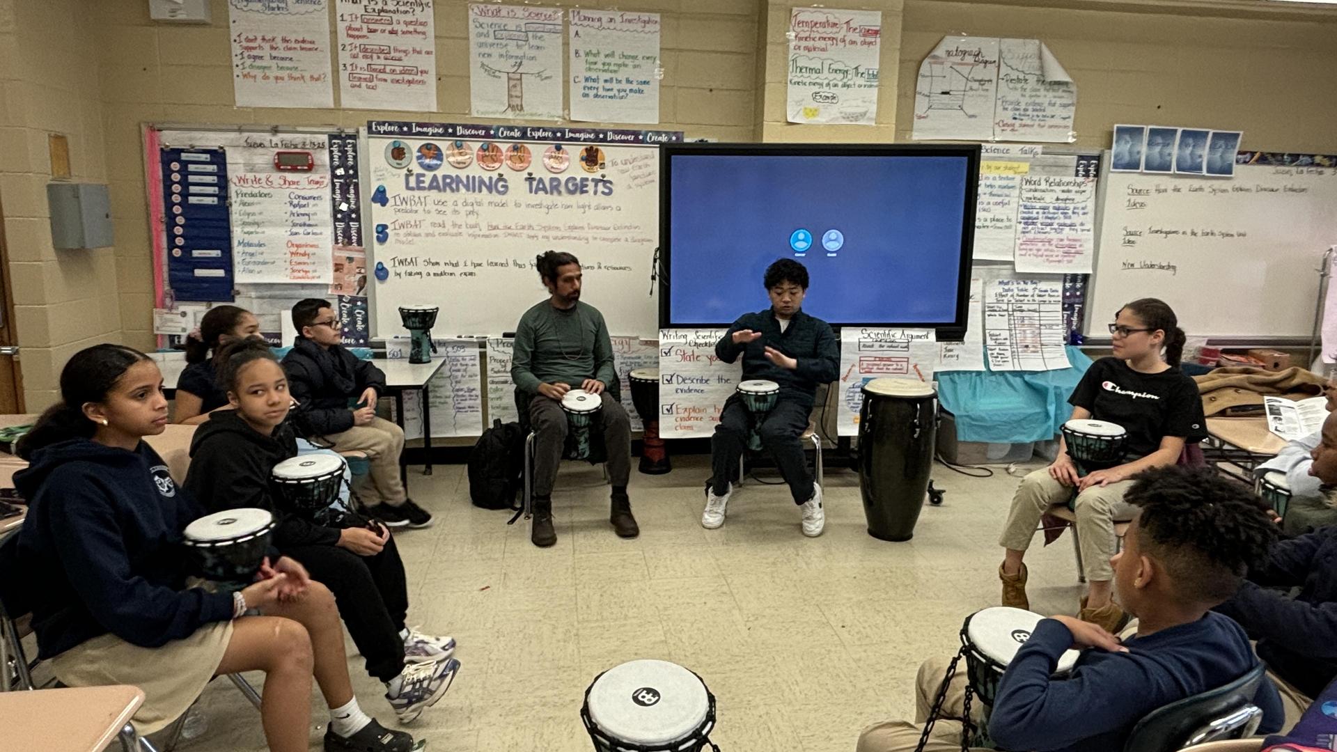 kids practicing drumming