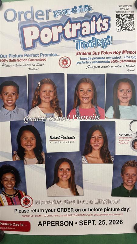 Apperson's picture day is September 25, 2026.