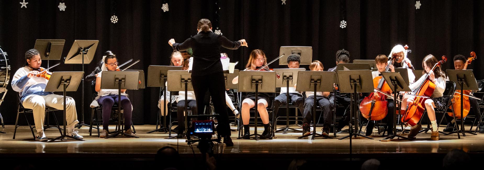 An elementary orchestra performs