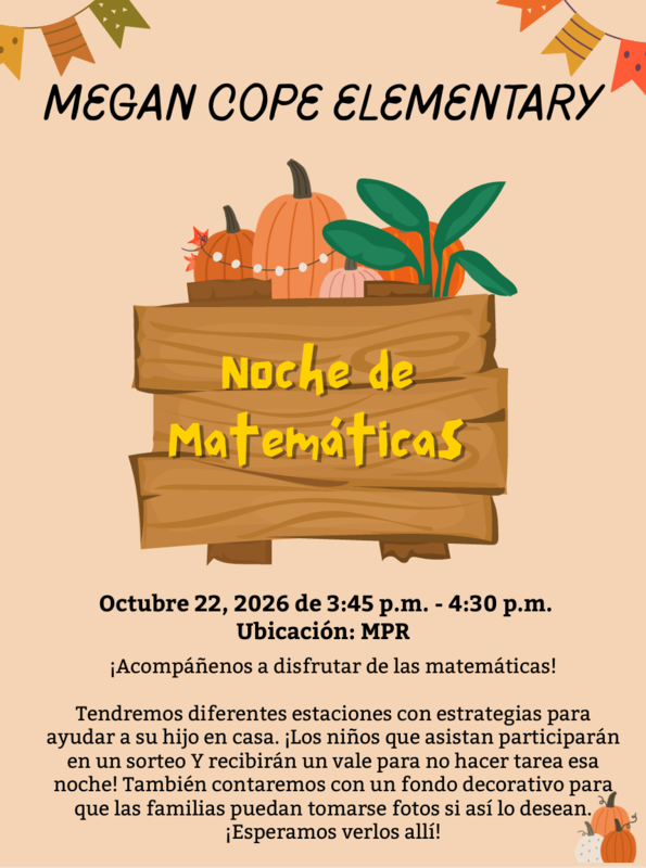 Math Night flyer in Spanish