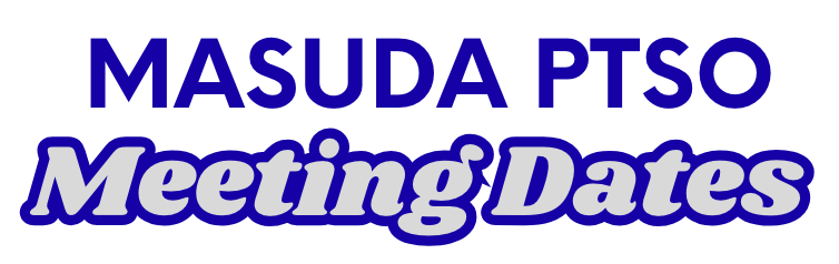 Text displaying 'Masuda PTSO Meeting Dates' in blue and gray