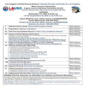 ELAC Election Agenda