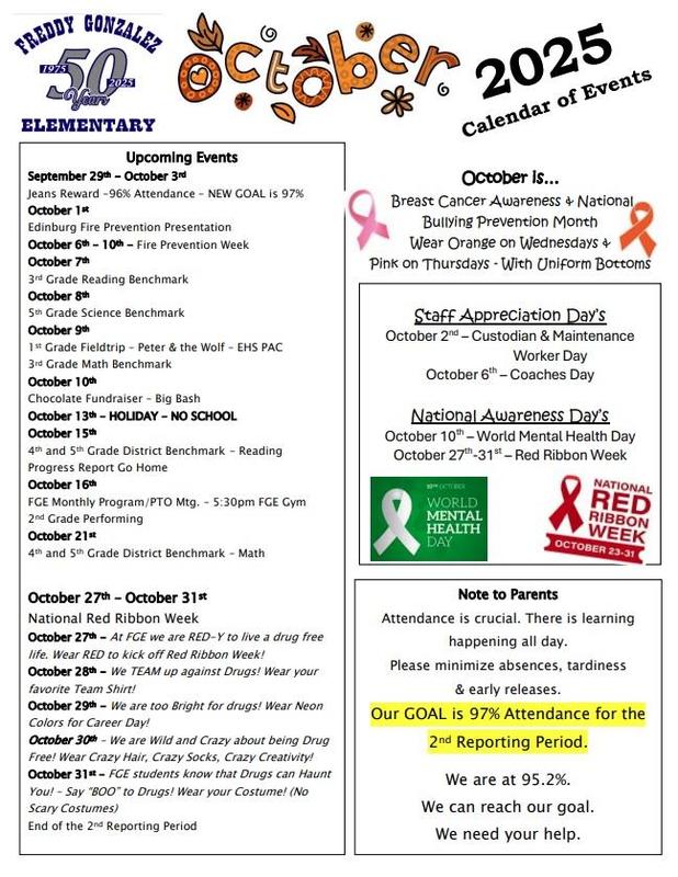 October 2025 Calendar of Events
