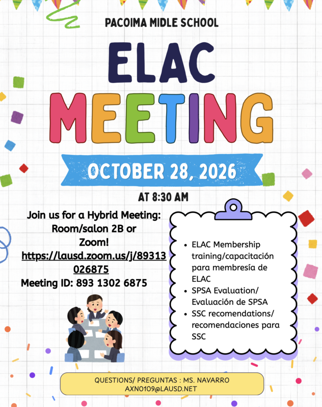 ELAC Meeting on October 28th! Featured Photo
