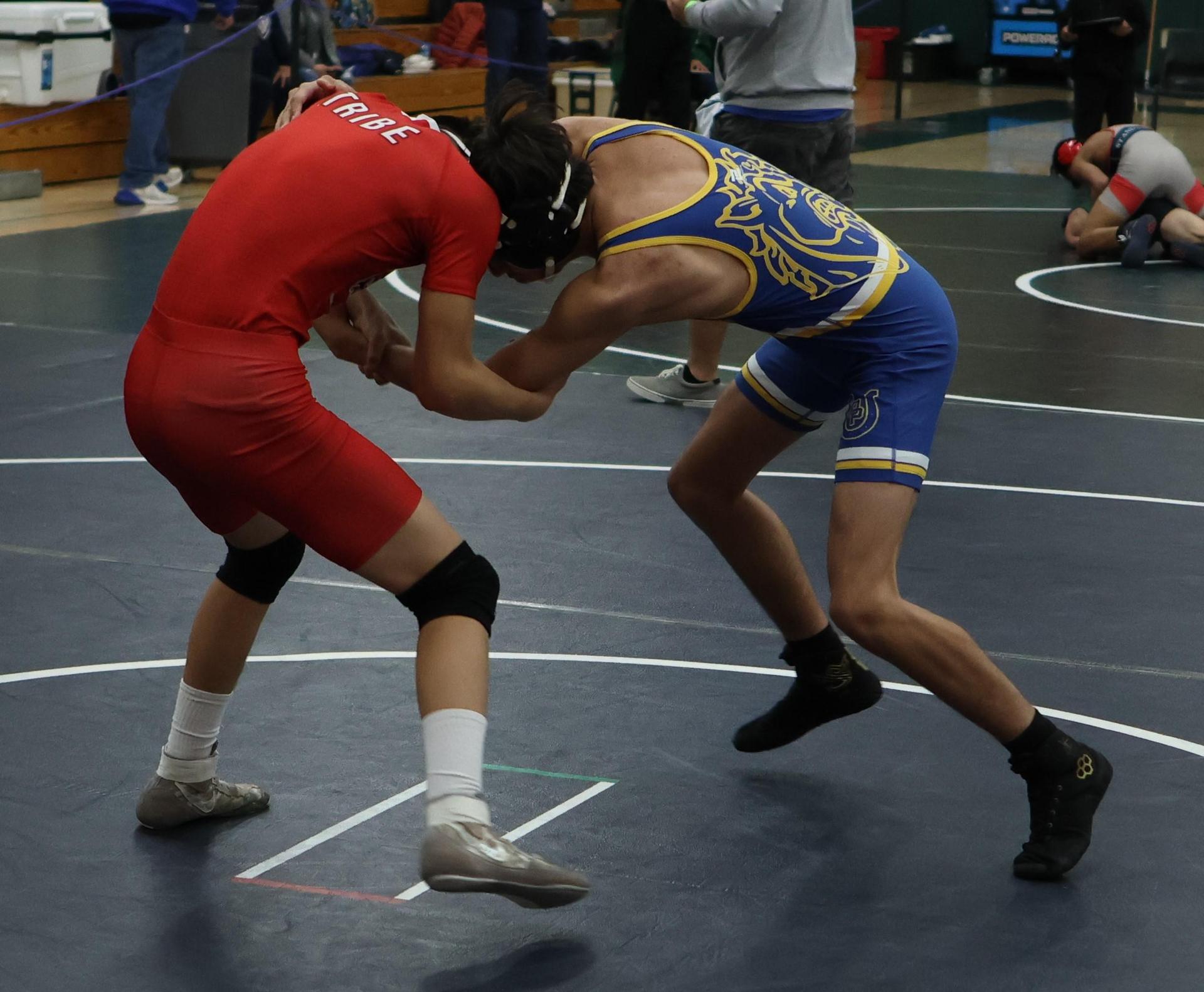 Boys wrestling in the Liberty Duals event 43