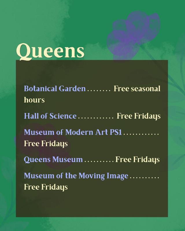 flyer for free spring activities in Queens