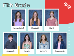 red, yellow, and teal background with announcement and student faces plus wildcat mascot