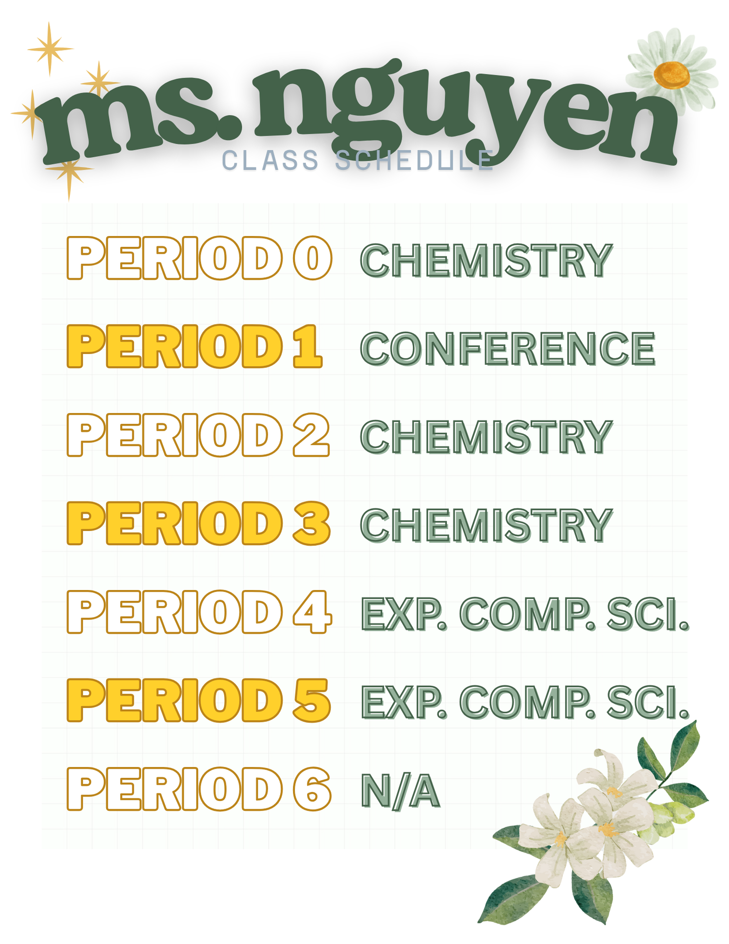 Ms. Nguyen's Class Schedule