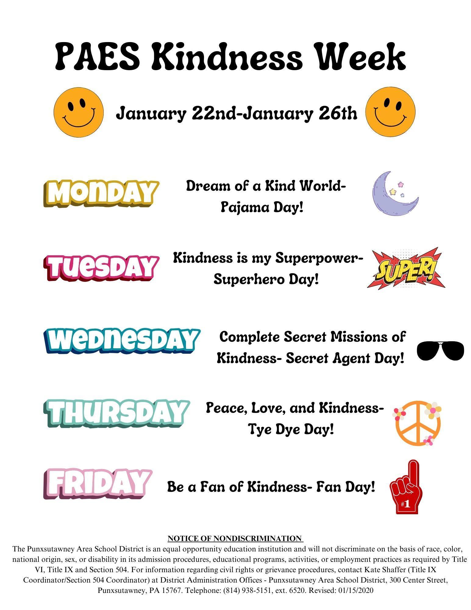 PAES KINDNESS WEEK Punxsutawney Area Elementary School