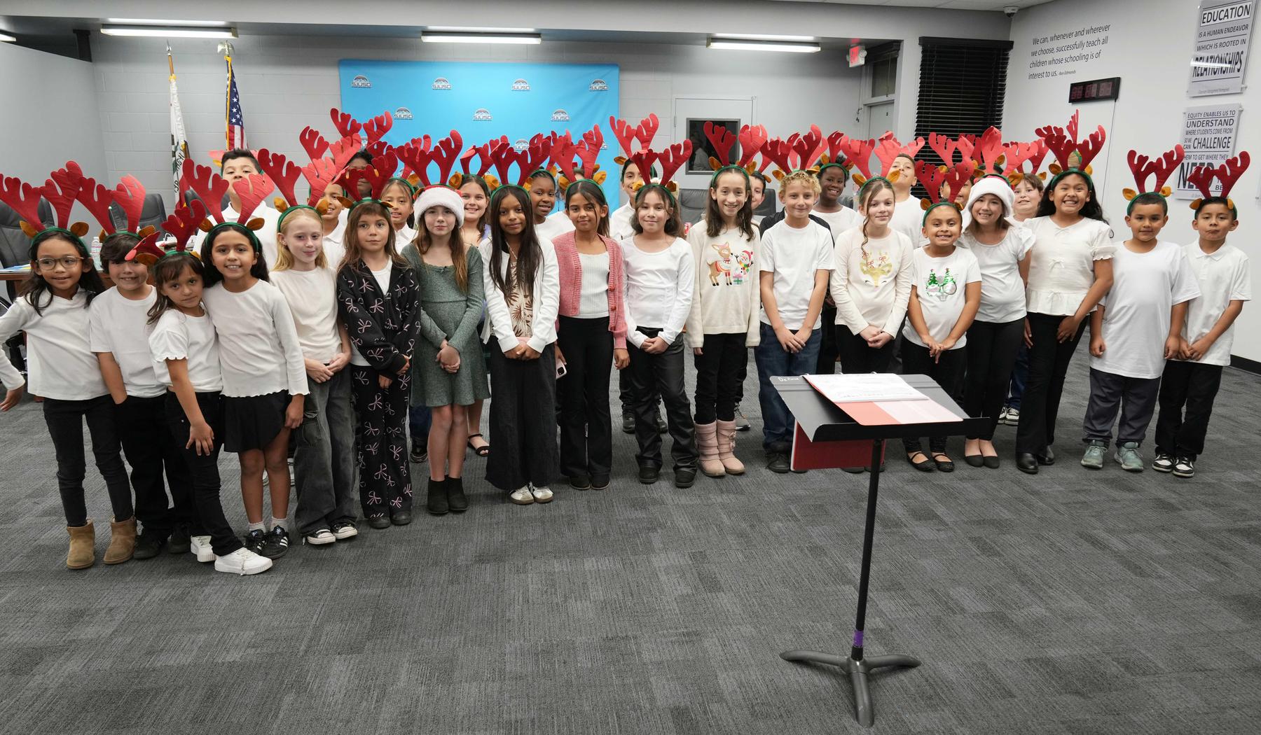 DeAnza Elementary School choir at December Board meeting