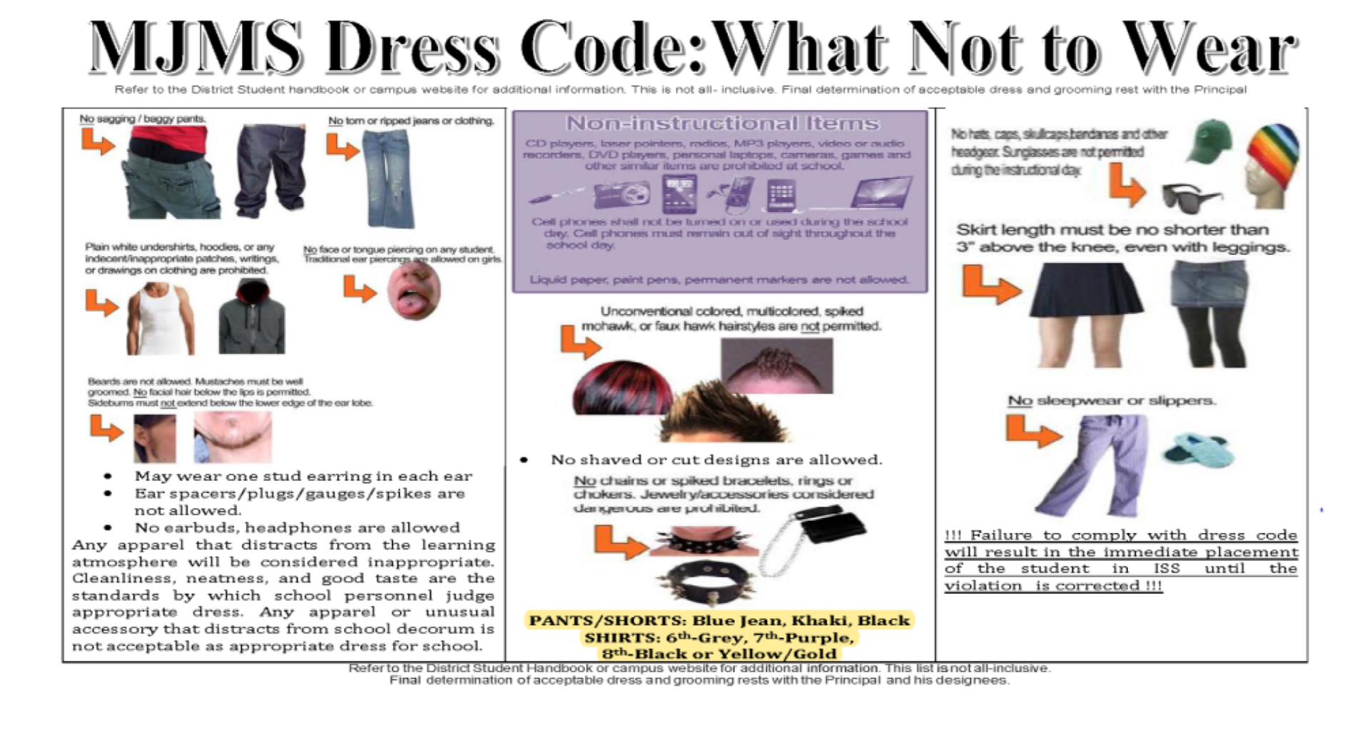 Student Dress Code Students Miller Jordan Middle School