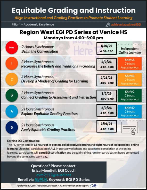 EGI PD Series Flyer at Venice HS