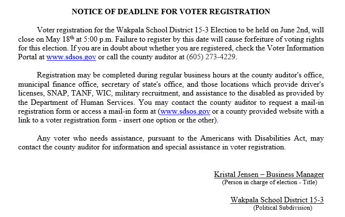 voter registration notice