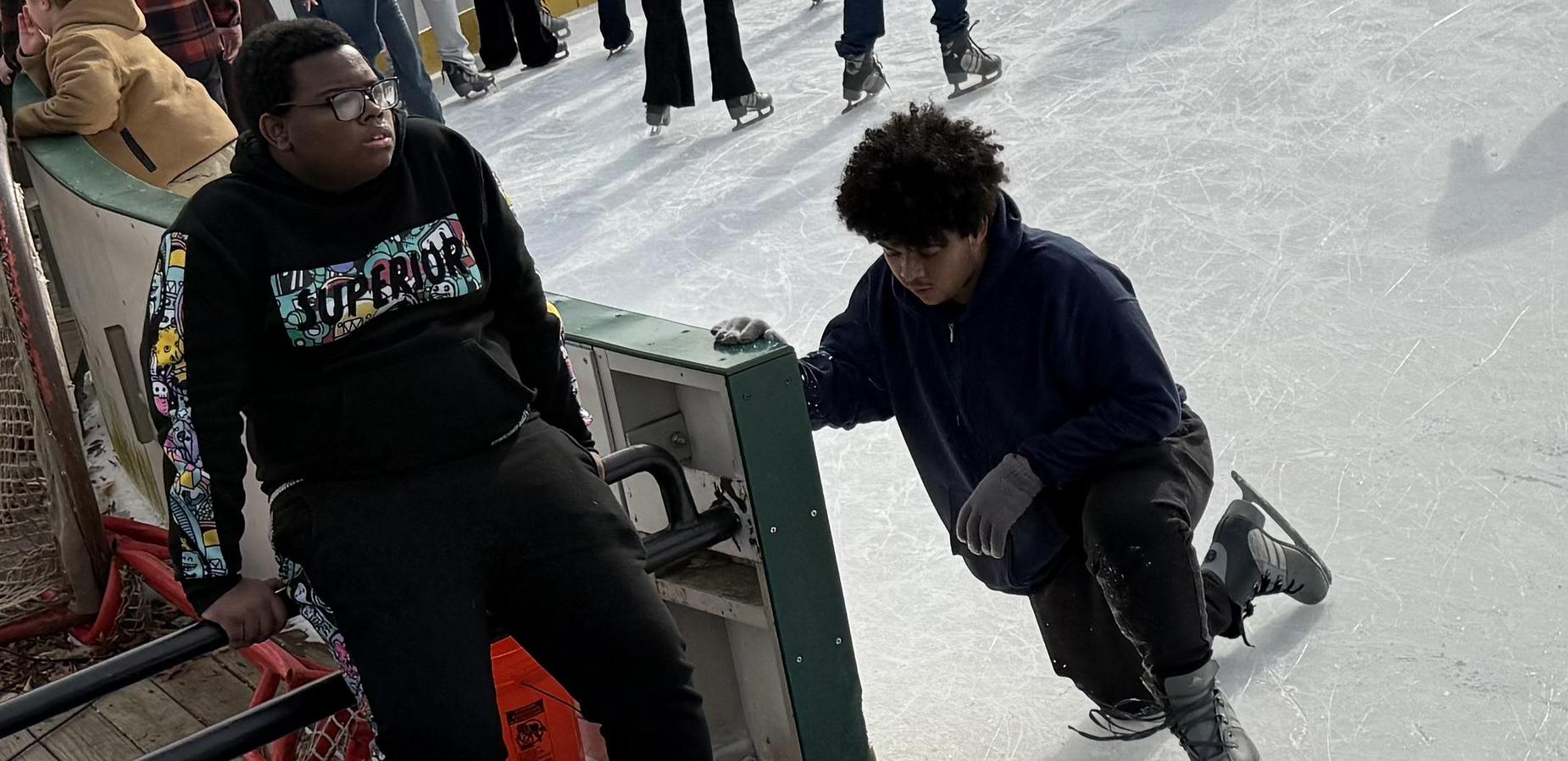 Students ice skating