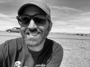 Jordan Englehart somewhere in the desert