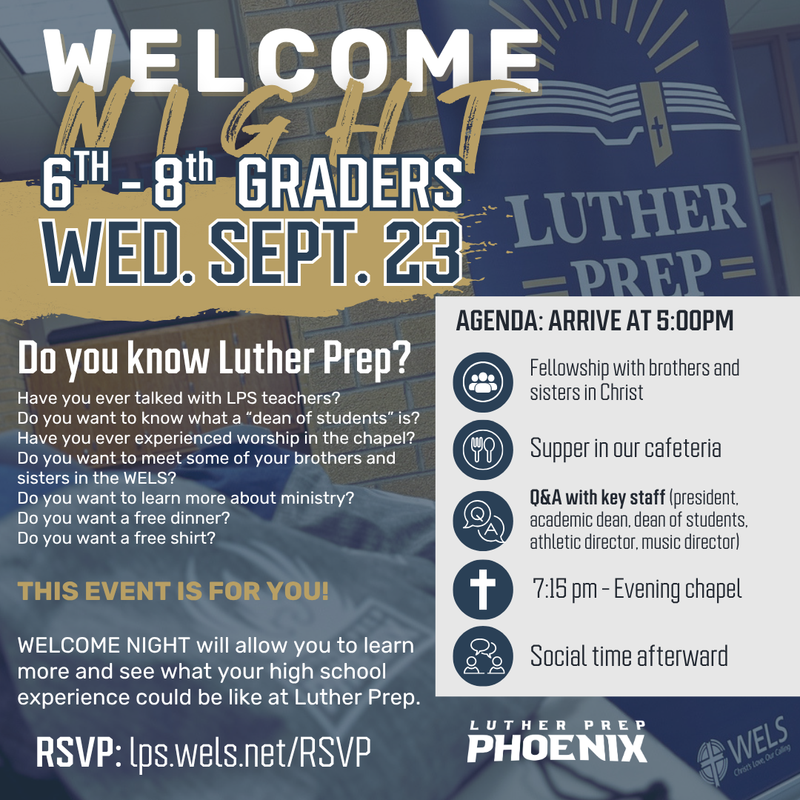 6th-8th Grade Welcome Night - Sept 23 Featured Photo