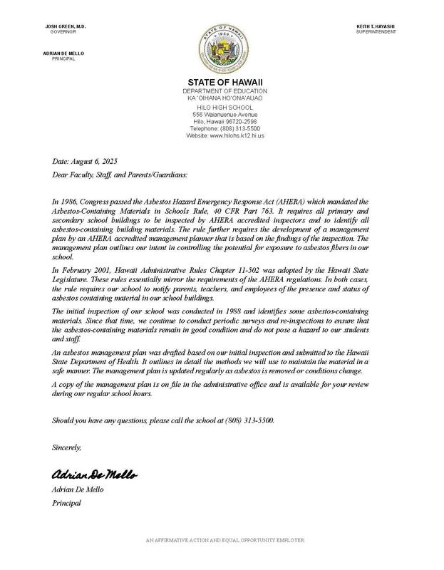 2026 Asbestos Hazard Emergency Response Act (AHERA) Notice Featured Photo