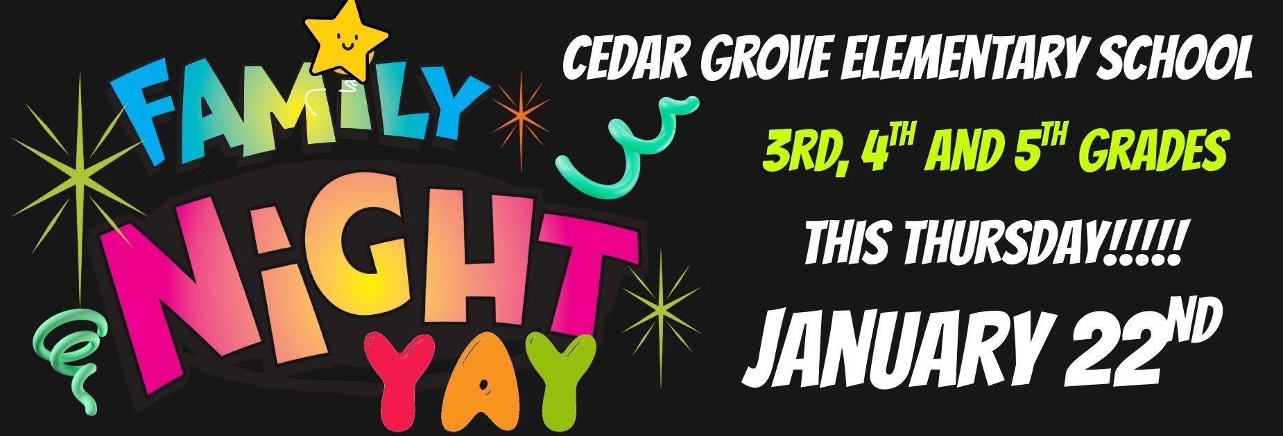 3rd, 4th, 5th grade family night Jan. 22nd