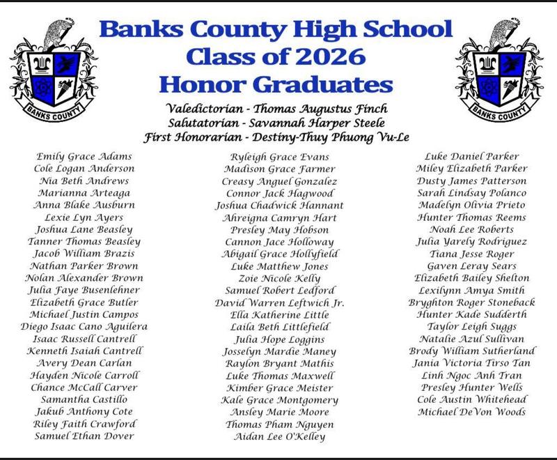 CLass of 2026 Honor Graduates