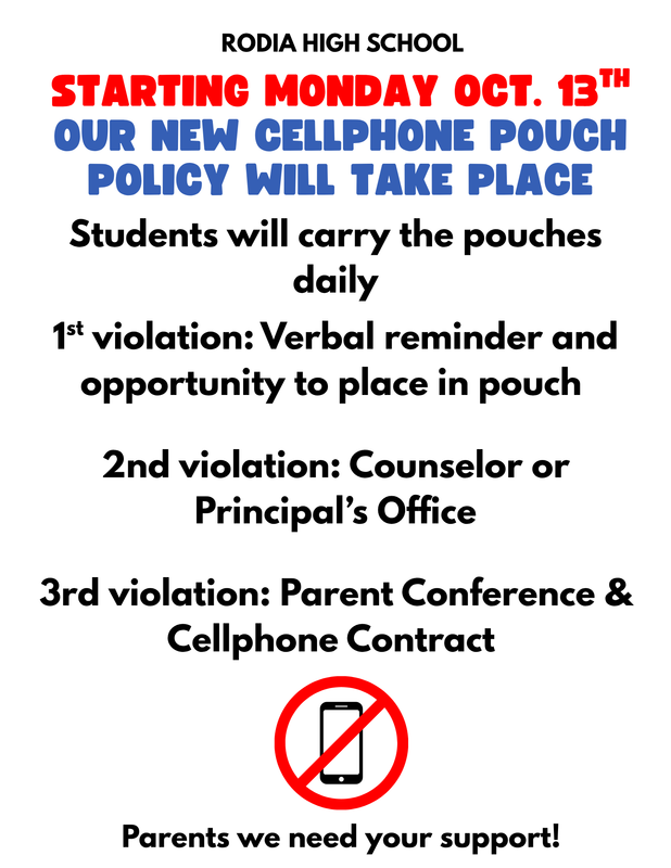 New cellphone pouch policy flyer