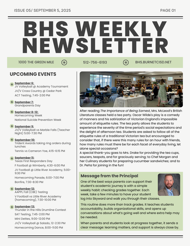 BHS Weekly Newsletter 9.5.25 - page 1