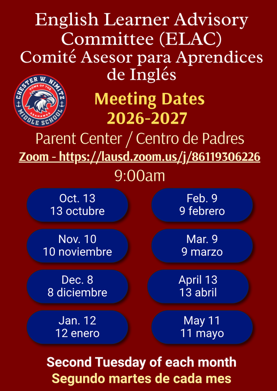 ELAC Meeting Dates  / Fechas de Reunion de ELAC Featured Photo