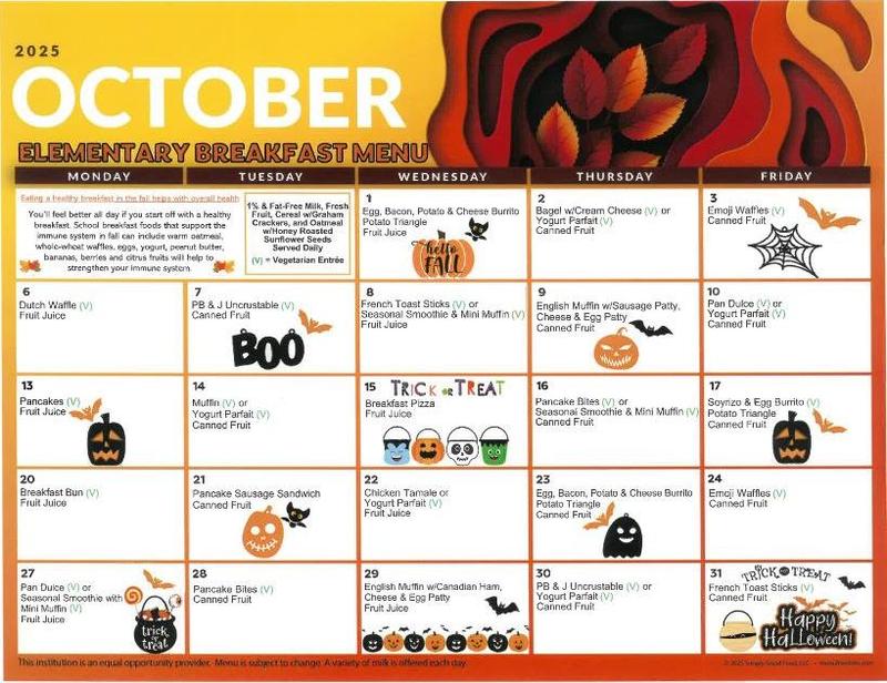 October Breakfast Menu