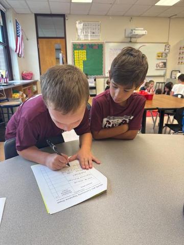 1st graders signing the school naming petition