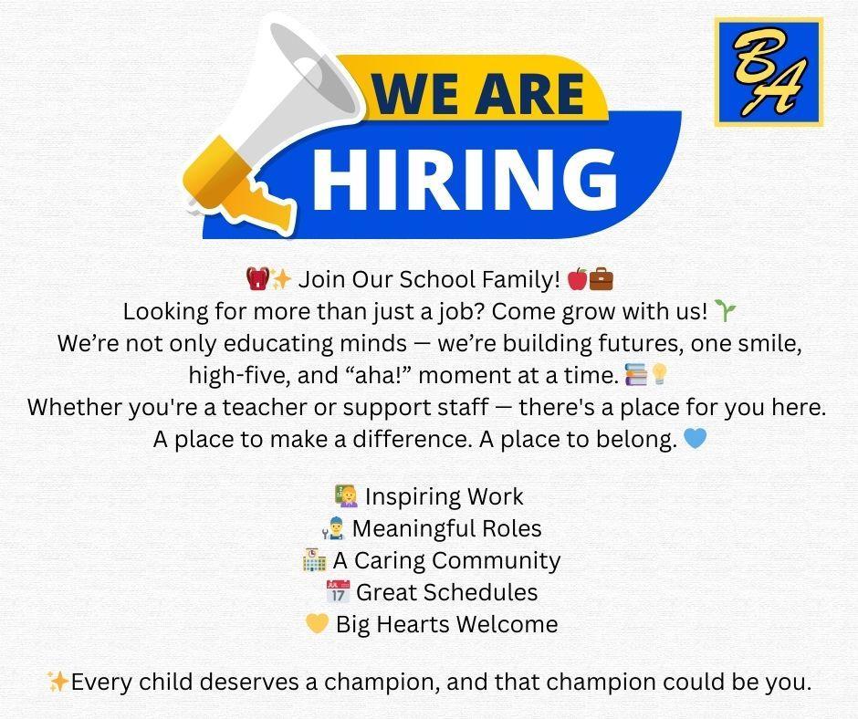 Hiring announcement with job postings information for Bellwood-Antis School District.