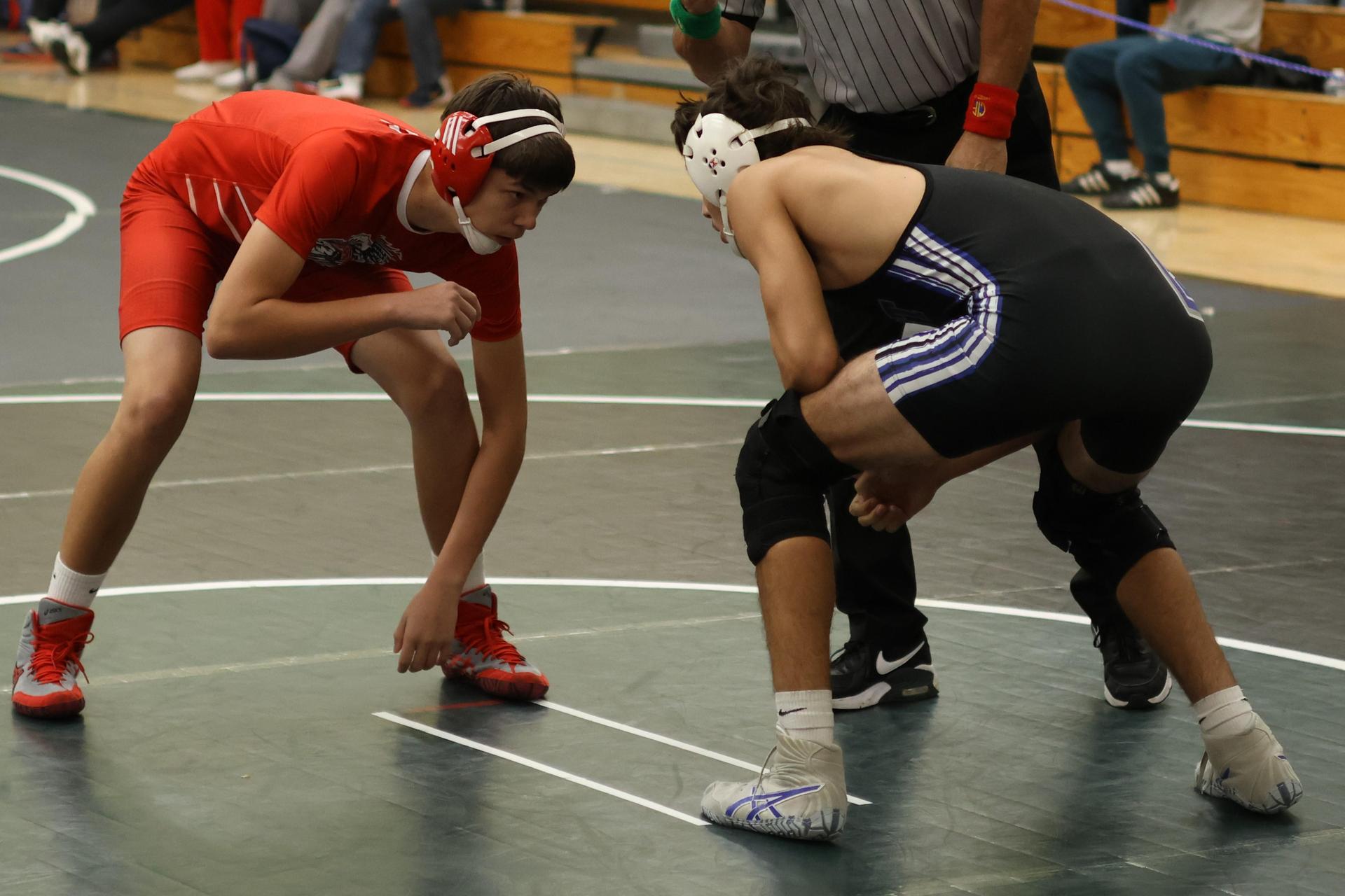 Boys wrestling in the Liberty Duals event 111