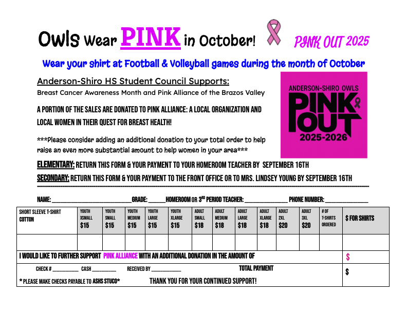 pink out order form