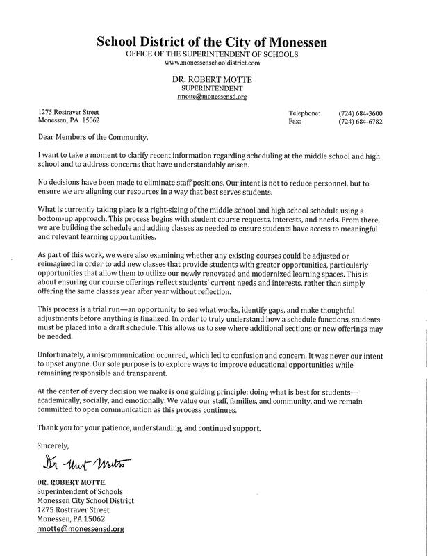 Superintendent Letter 1/9/2026 Featured Photo