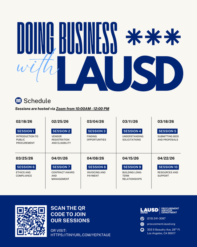 Doing Business with LAUSD - 10 Week Course Flyer